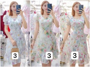 Charming Square Neck Flower Dress for Effortless Style